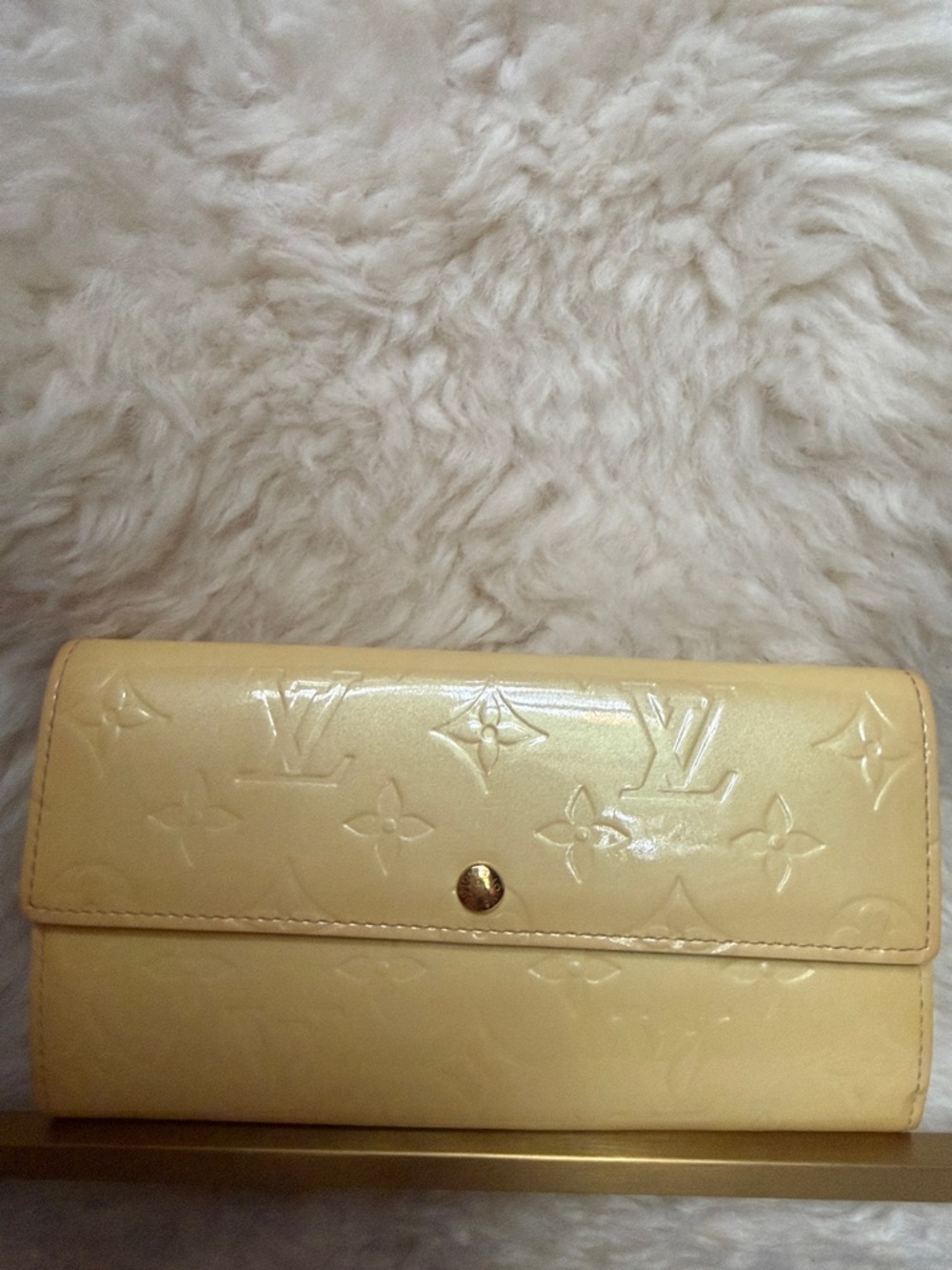 Louis Vuitton Vernis Patent Leather Pale Yellow Wallet